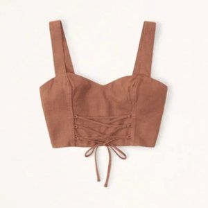 Abercrombie & Fitch lace up linen cropped tank top